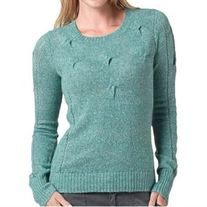 Prana Chloe Crew Neck Cable Knit Wool Mohair Blend Purple Marl Size S Sweater